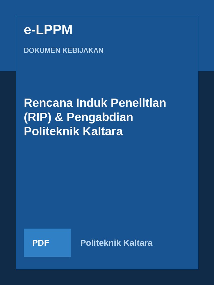 Cover Rencana Induk Penelitian (RIP) & Pengabdian Politeknik Kaltara
